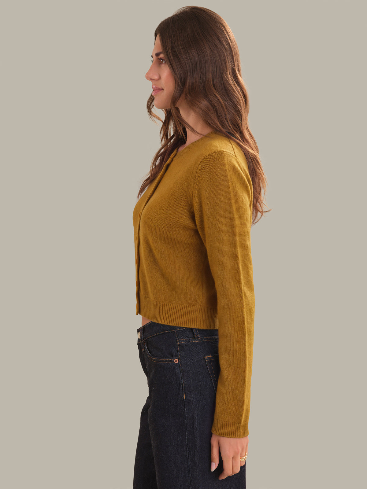 Katie: 100% Cashmere Crewneck Cardigan