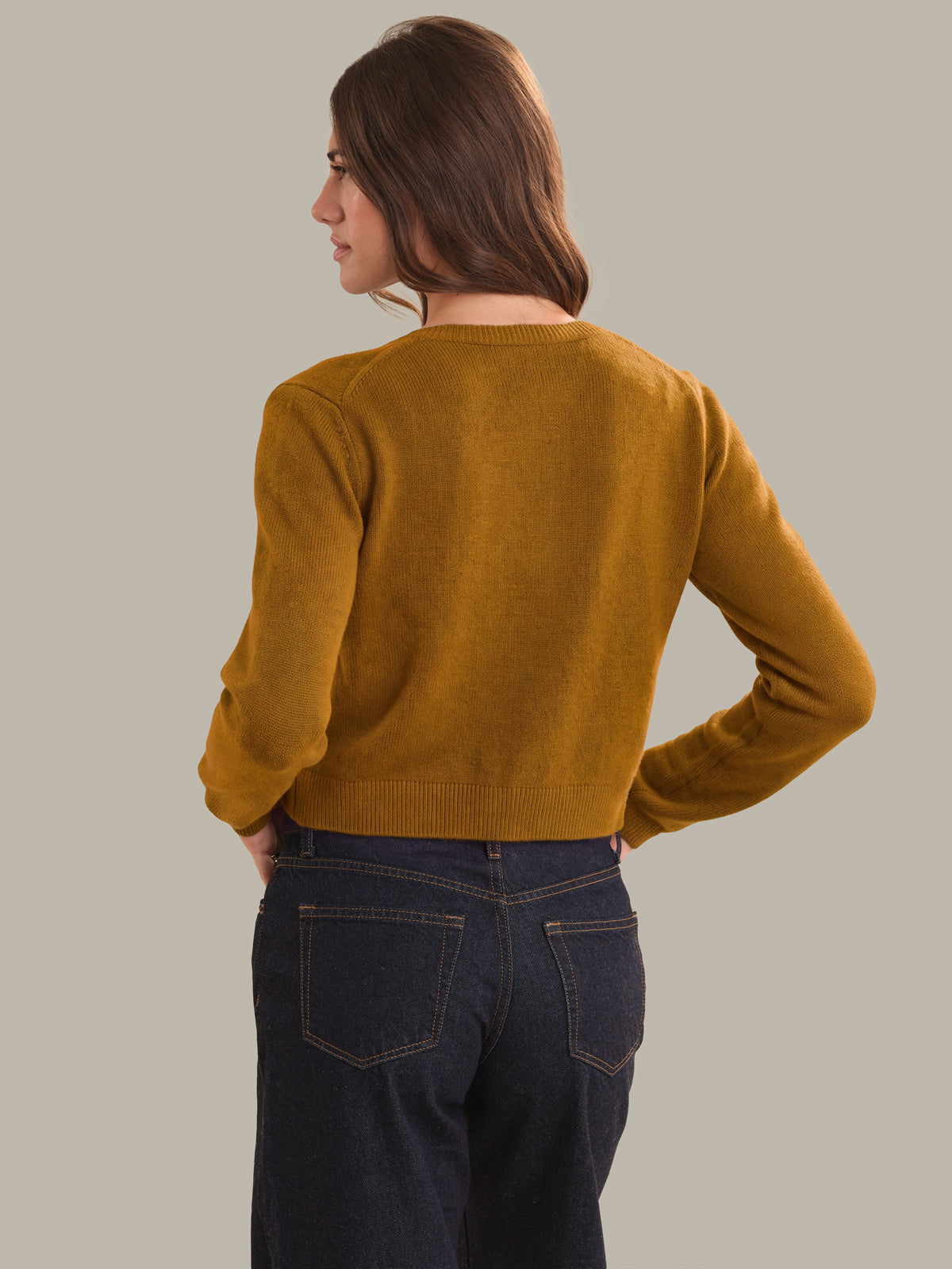 Katie: 100% Cashmere Crewneck Cardigan