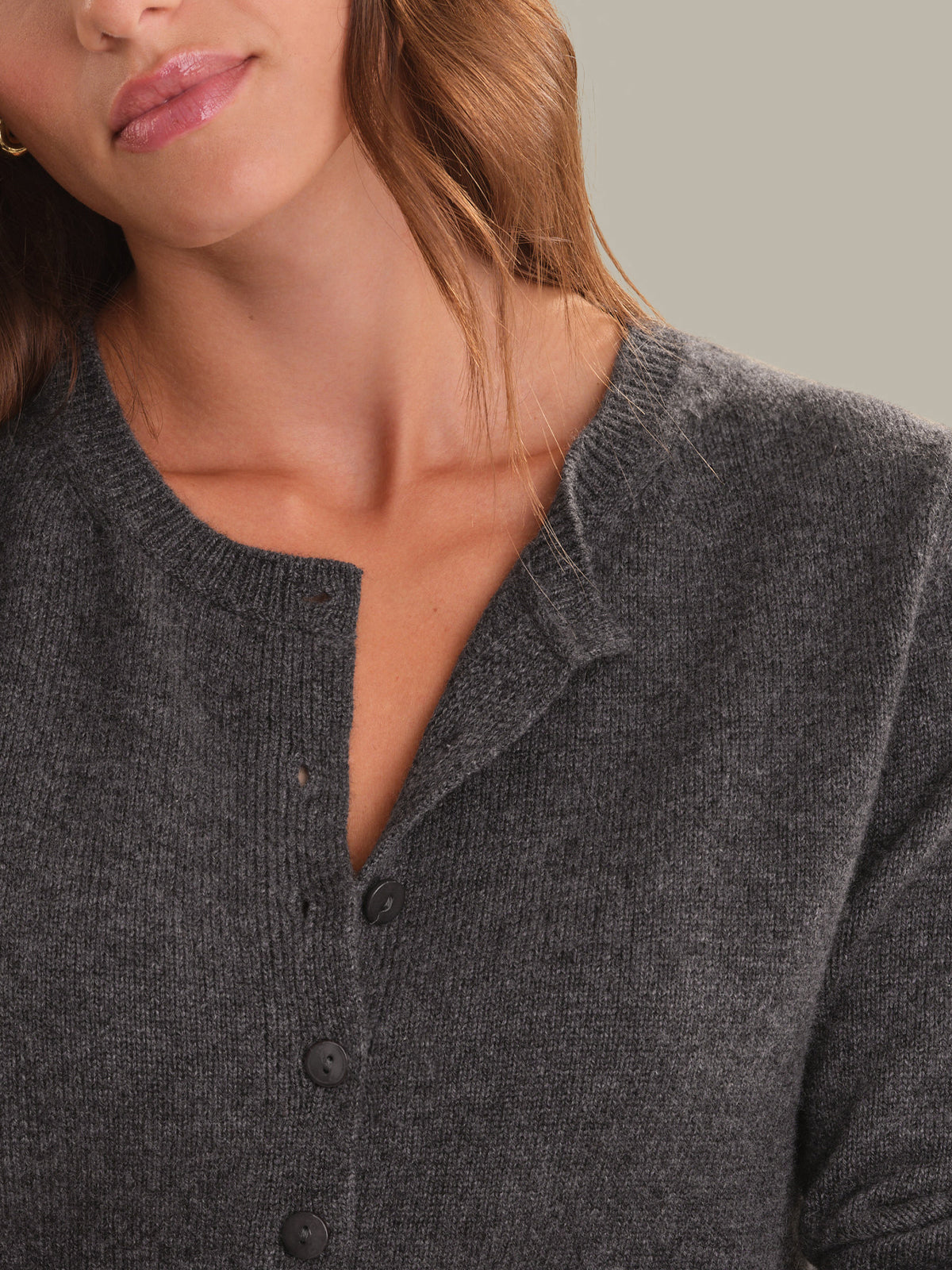 Katie: 100% Cashmere Crewneck Cardigan