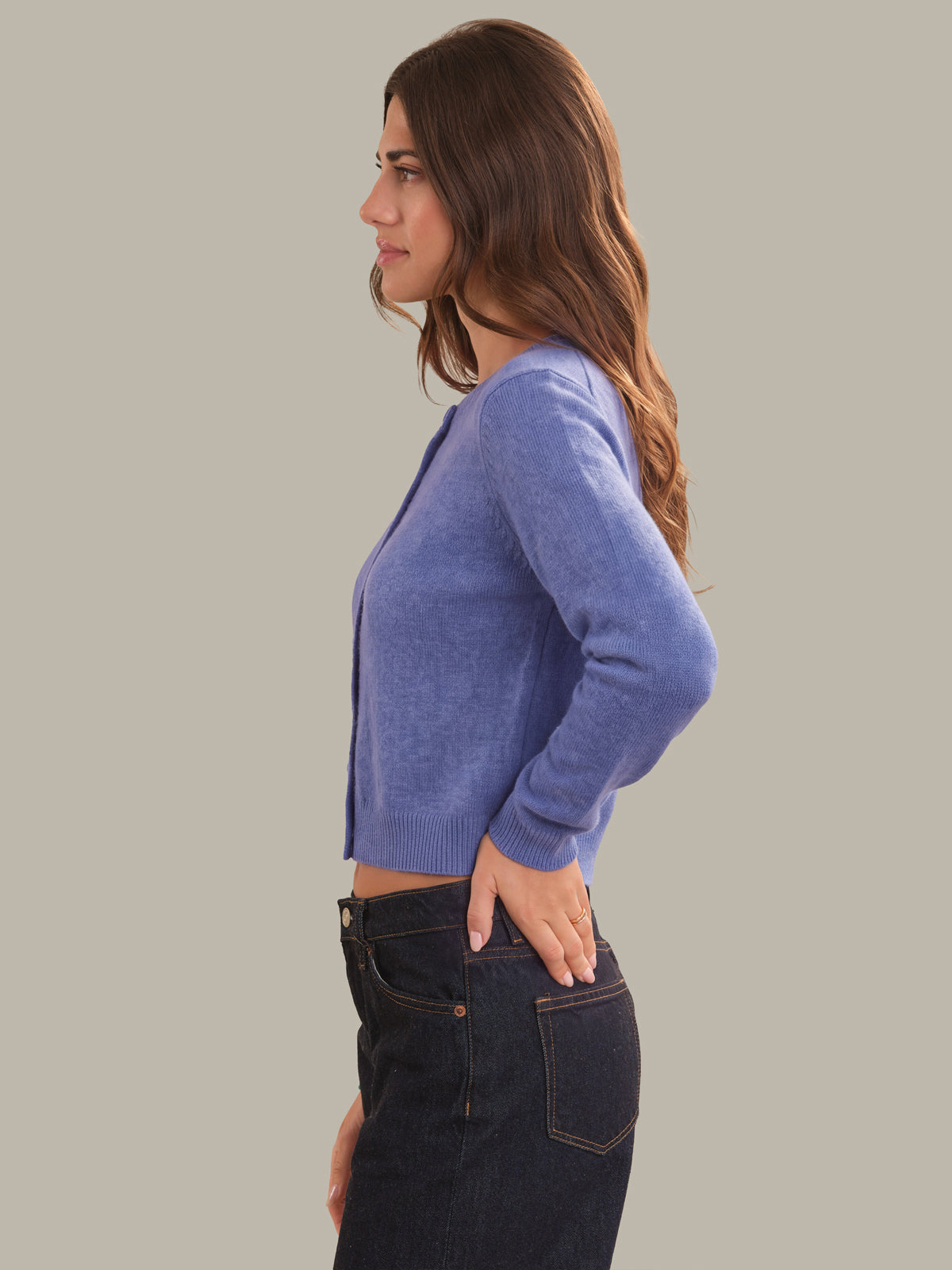 Katie: 100% Cashmere Crewneck Cardigan