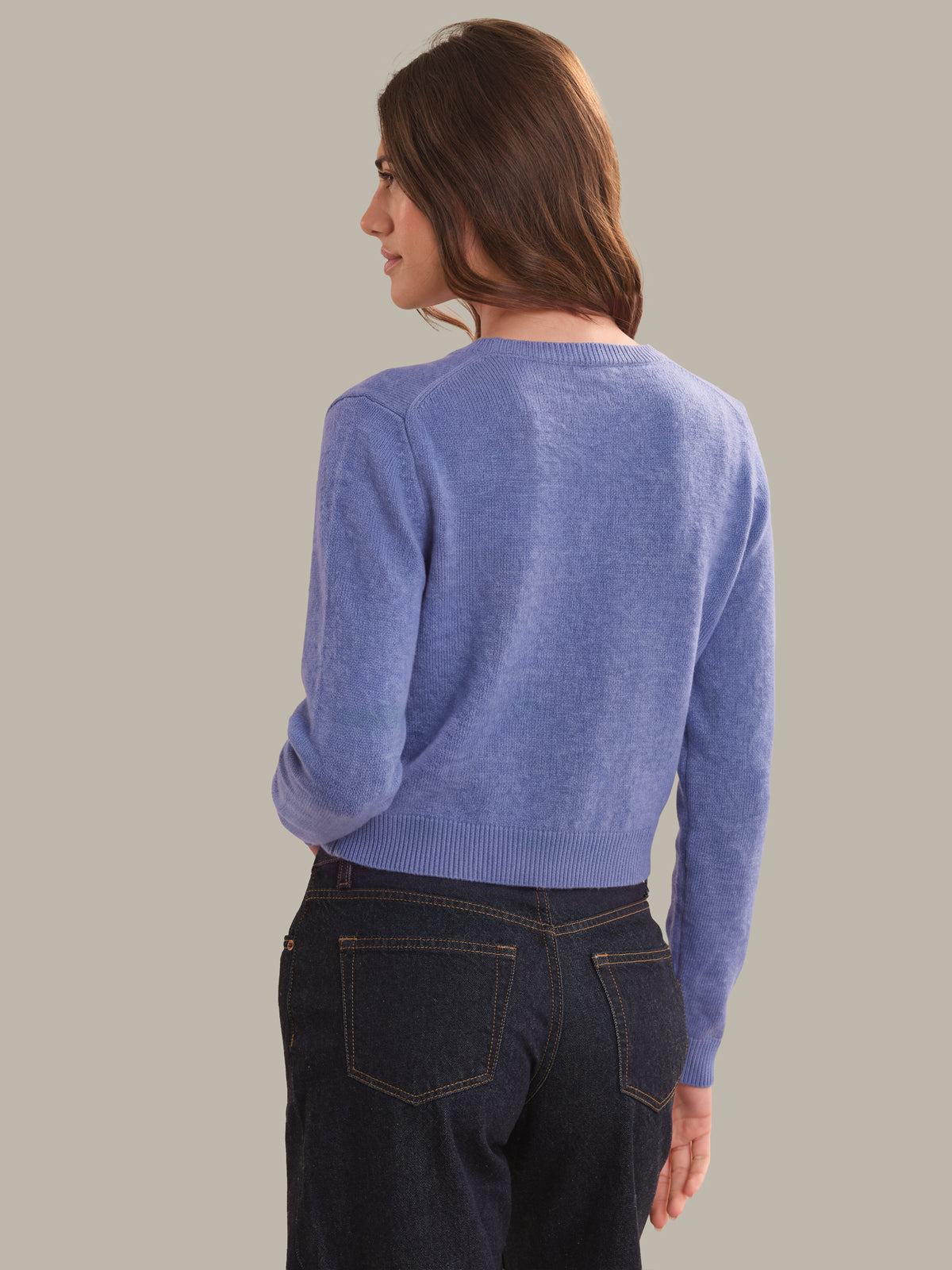 Katie: 100% Cashmere Crewneck Cardigan