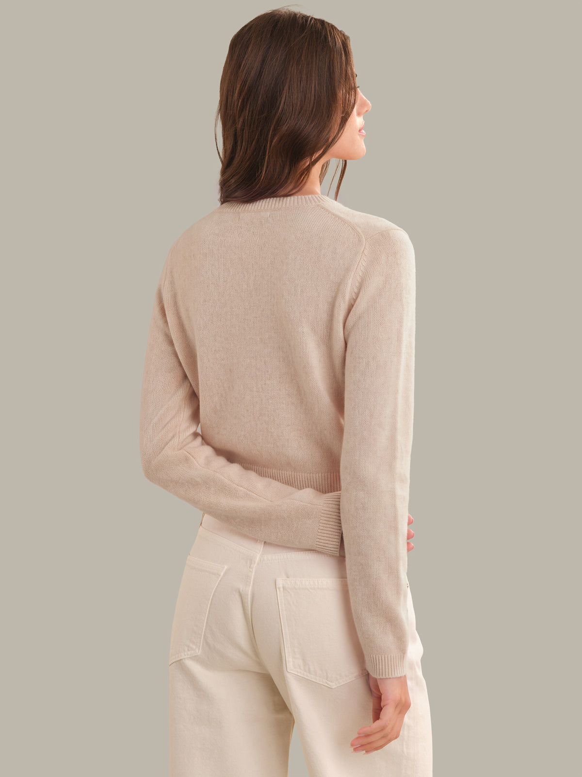 Katie: 100% Cashmere Crewneck Cardigan
