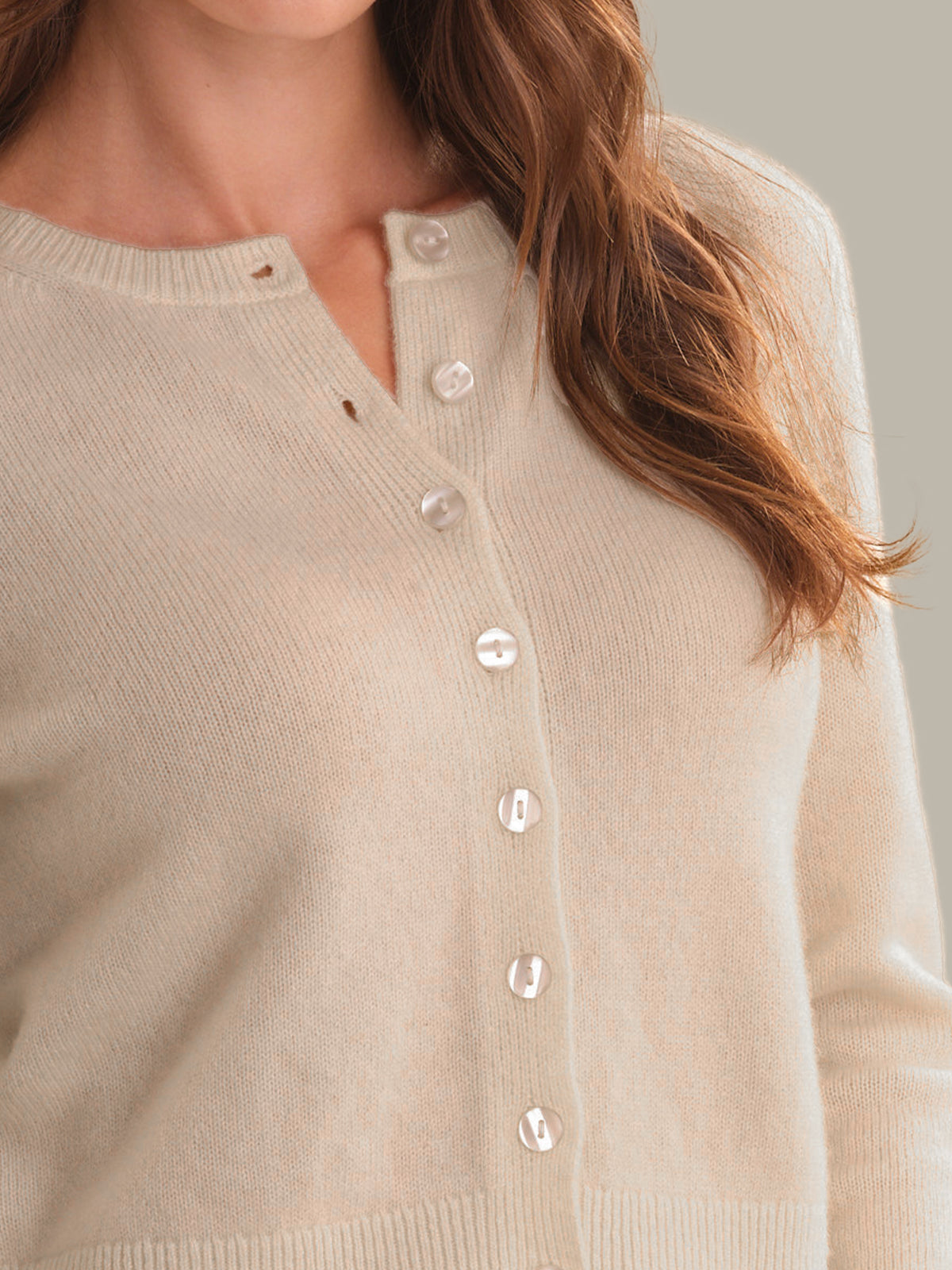 Katie: 100% Cashmere Crewneck Cardigan