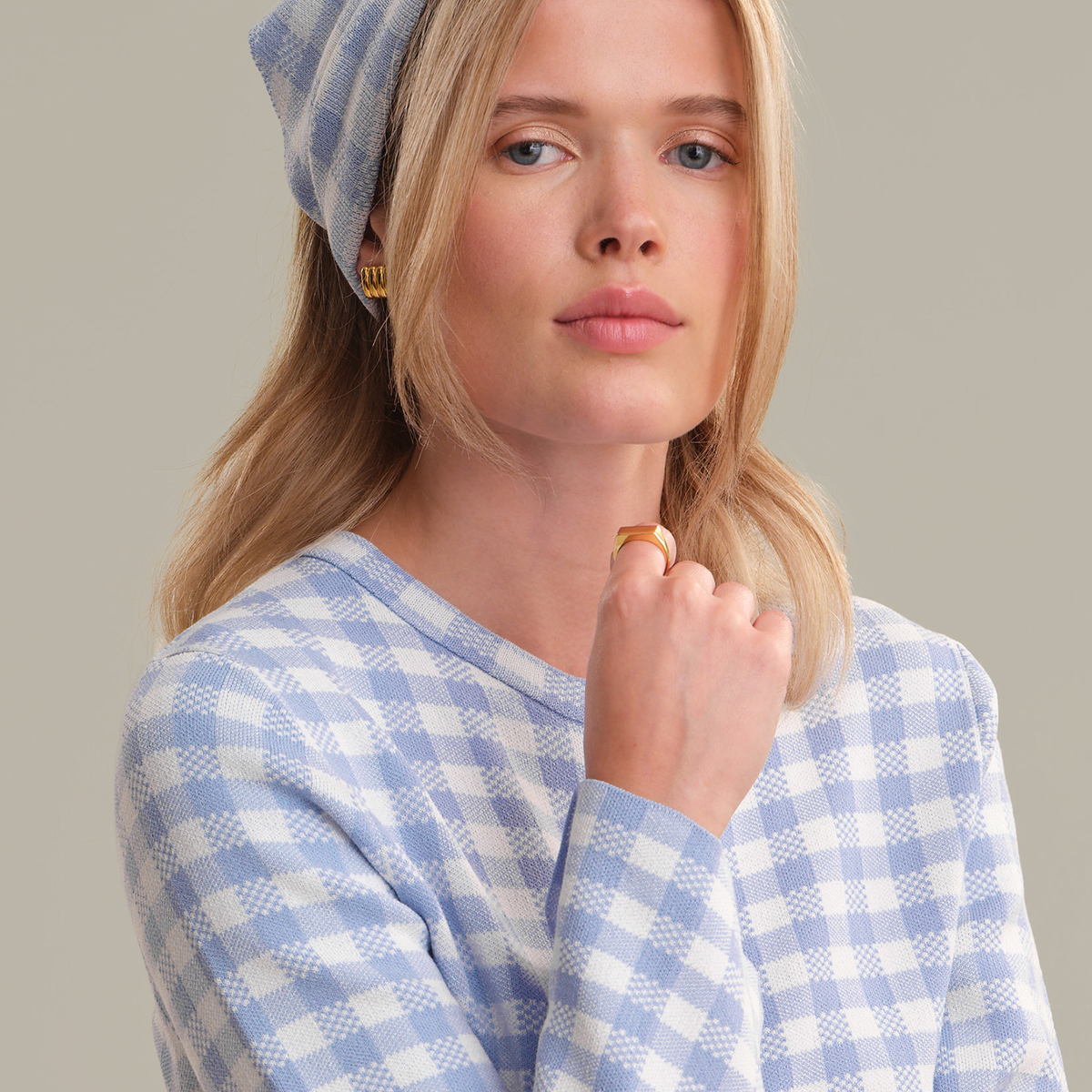 未使用級✨マディソンブルー SCARF COLLAR SH GINGHAM 00 525 America Mabel: Gingham Hair Scarf