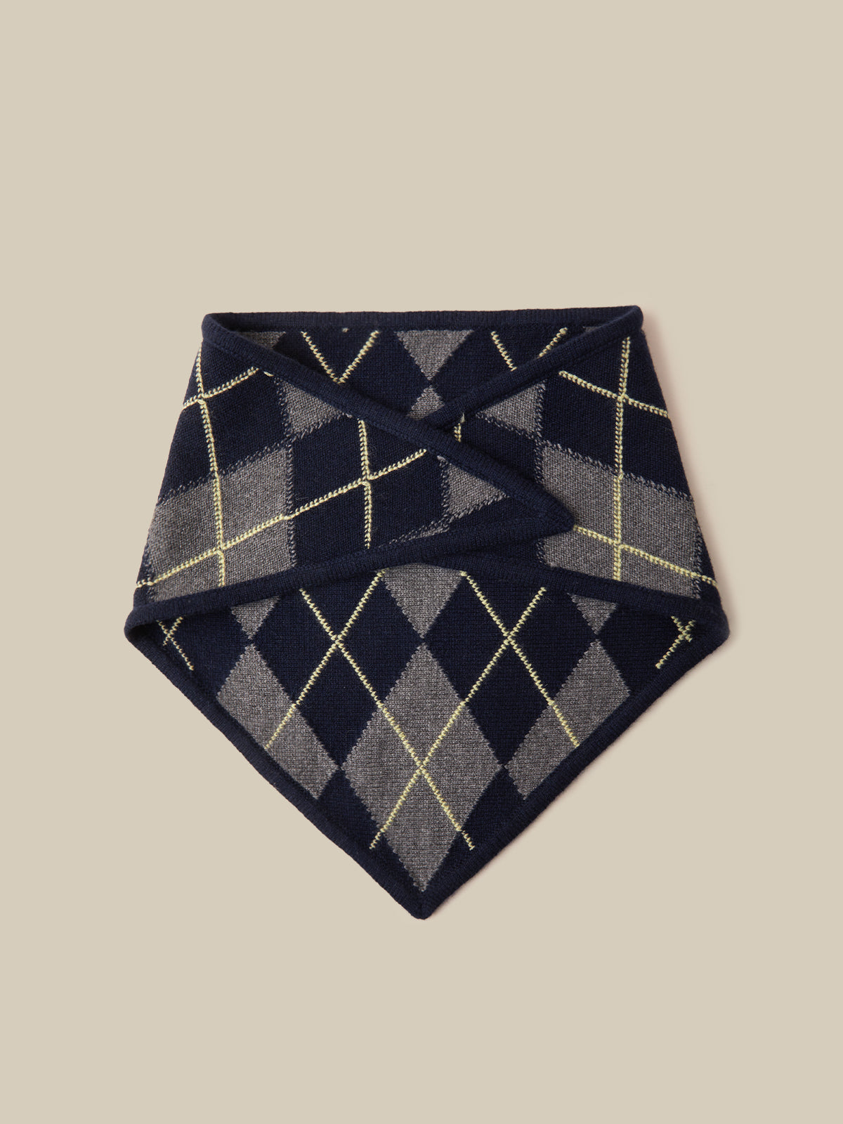 100% Grade-A Cashmere Argyle Triangle Scarf