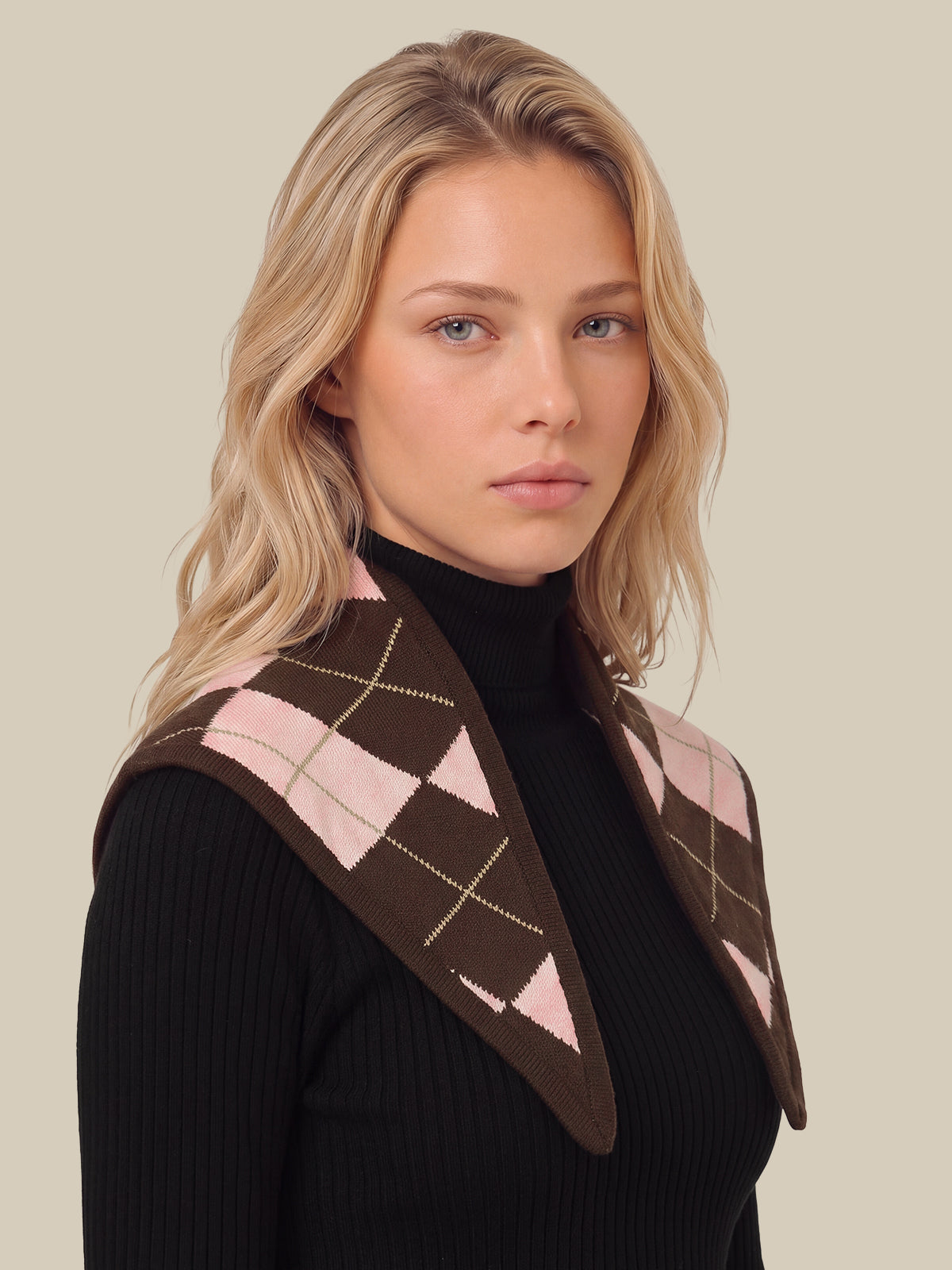 100% Grade-A Cashmere Argyle Triangle Scarf