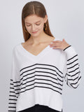 Noor: Stripe Oversized V-Neck Pullover