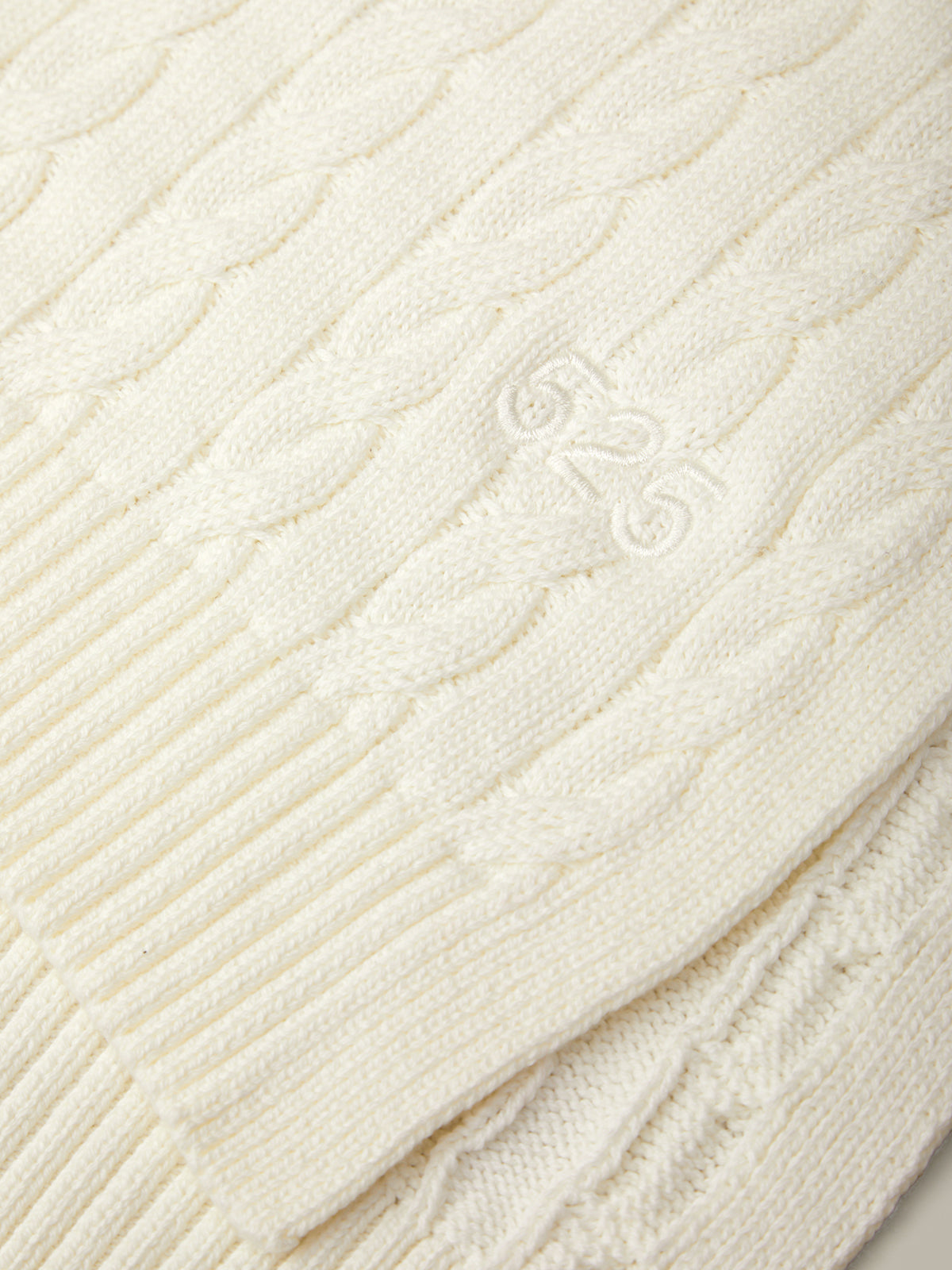 Porter: Embroidered Cable Knit Cotton Scarf