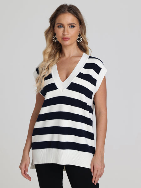 525 America Charlene: Stripe V-Neck Sweater Vest