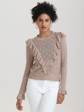 Frances: Ruffle-Trimmed Pointelle Sweater