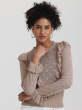 Frances: Ruffle-Trimmed Pointelle Sweater