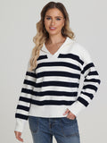 Peggy: Stripe Open Collar Sweater