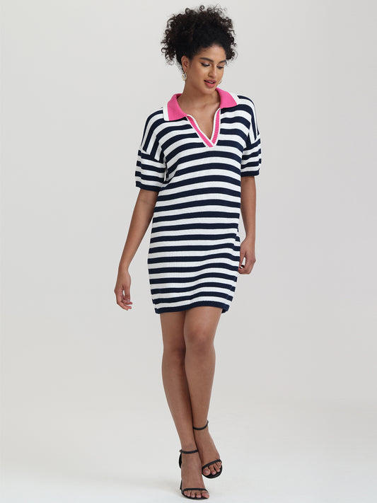 Lottie: Stripe Polo Mini Dress