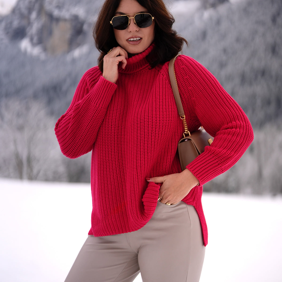525 America Stella: Cotton Shaker Stitch Turtleneck Sweater