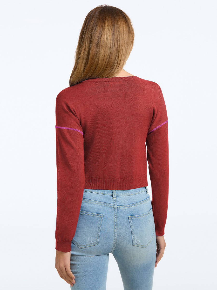Exposed Cover Stitch Pullover