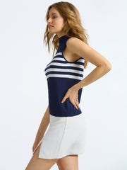 Exposed Cover Stitch Stripe Tank