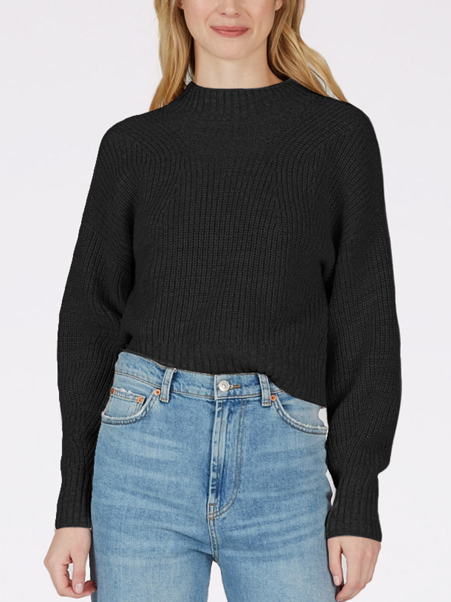 The Mia: Cotton Transfer Stitch Cropped Sweater