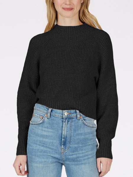 Ersa Crop Cotton Sweater - Stone